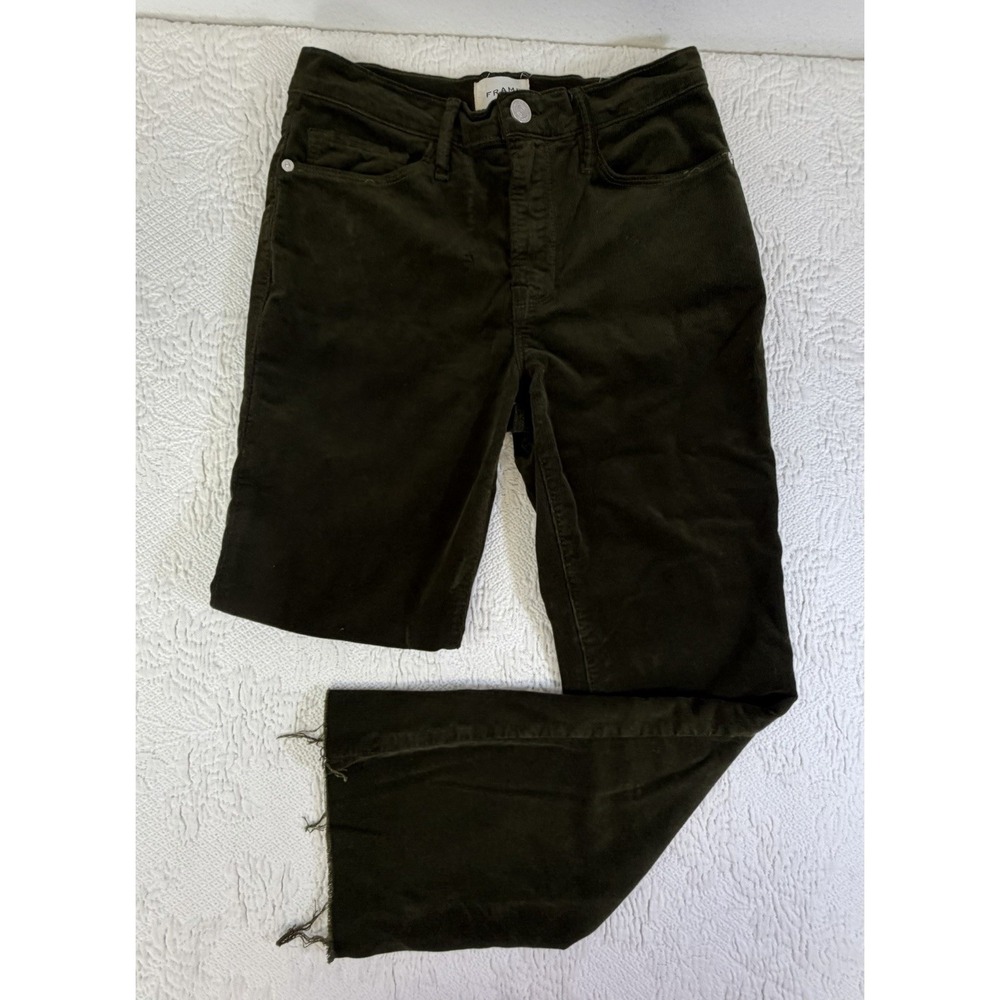 FRAME Women's Corduroy Le Crop Mini Boot Pants Size 27 Raw Hem